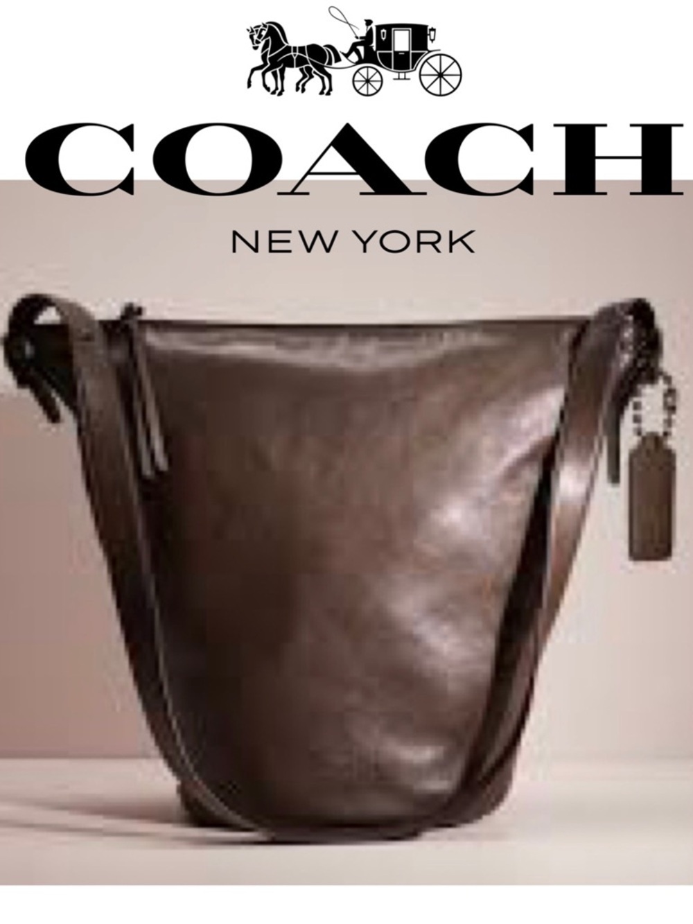 COACH Bleecker Leather Soft Port Duffle Feed Bucket 32282 Shoulder HandBag